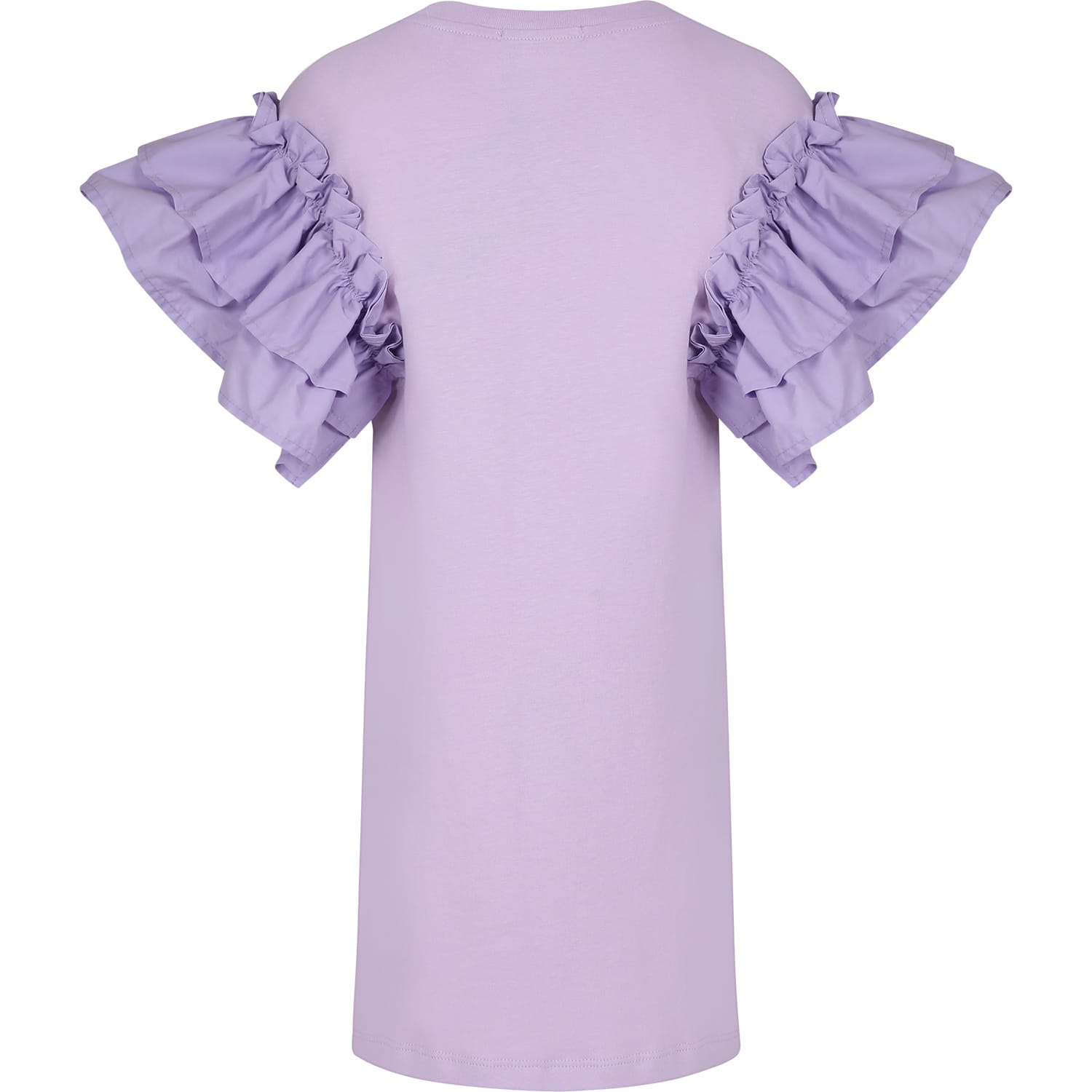 Shop Msgm Lilac Dress For Girl With Logo