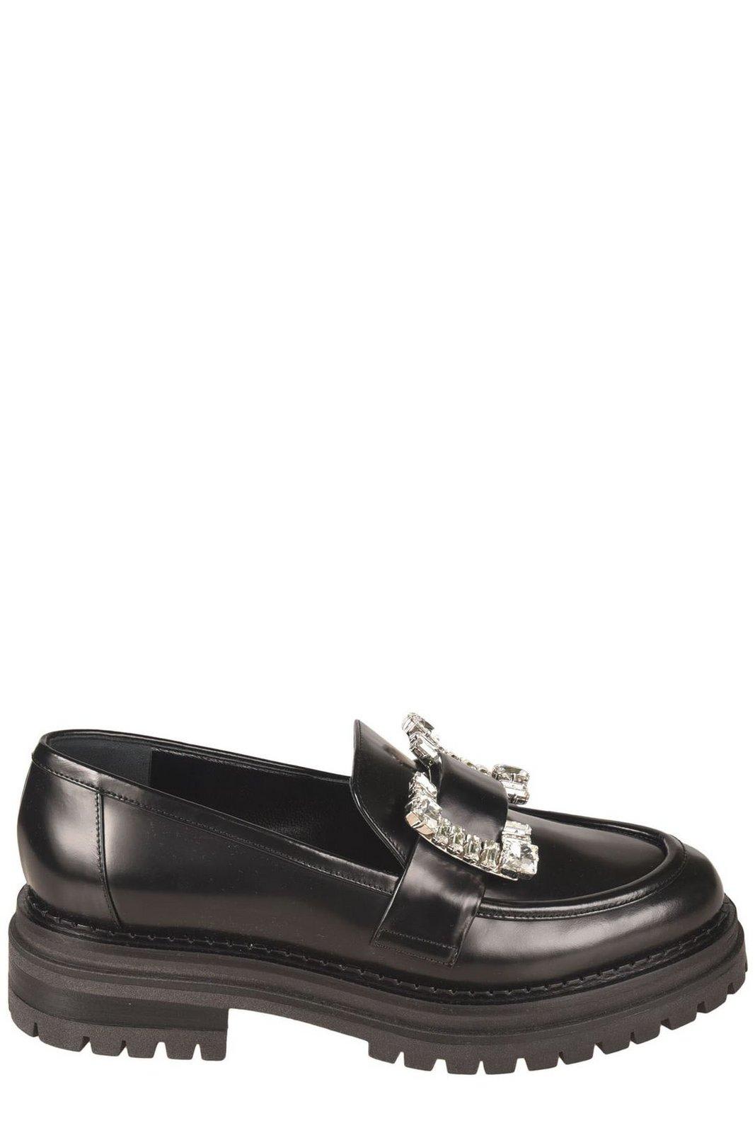 Sergio Rossi Embellished Slip-on Loafers In Nero