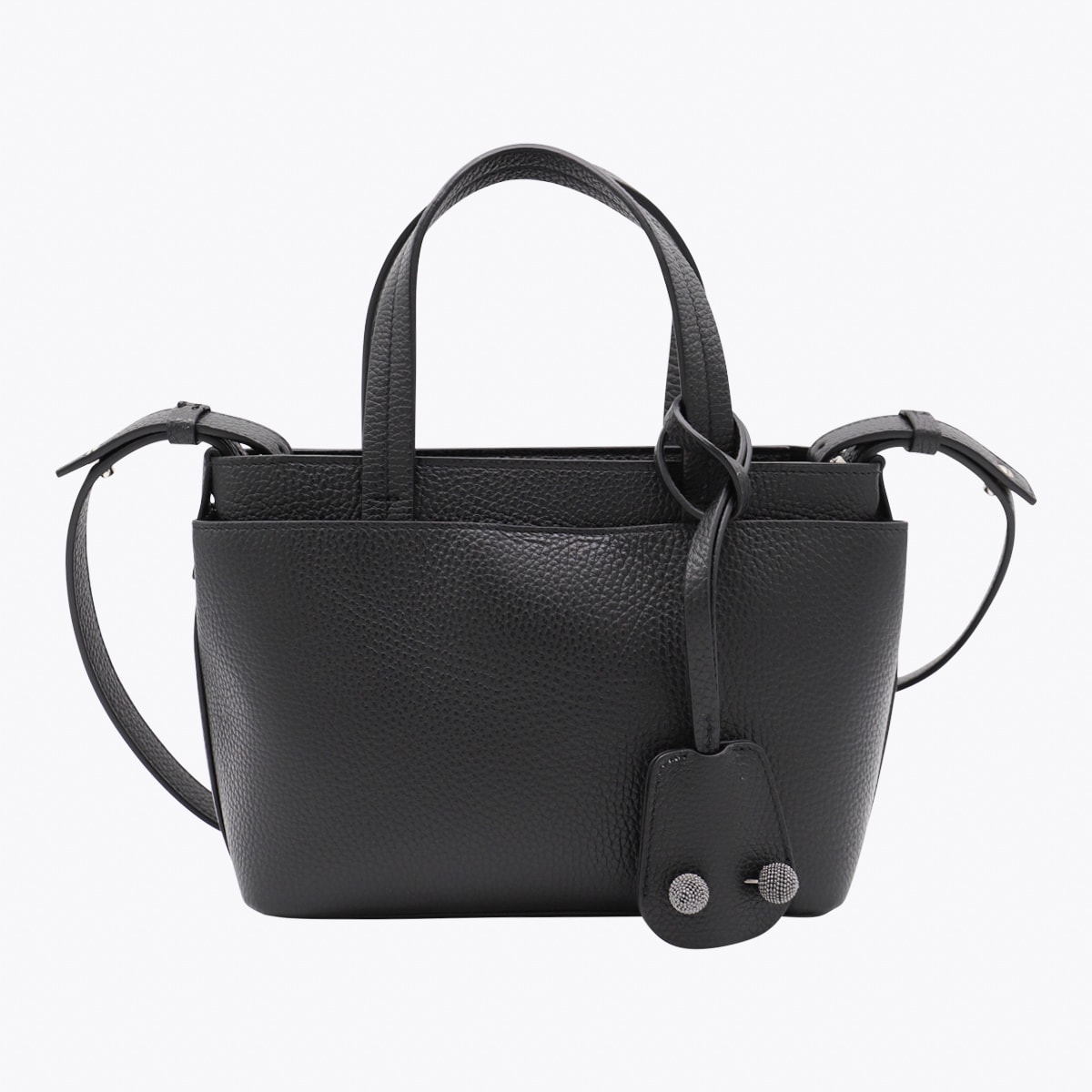 Black Leather Top Handle Bag
