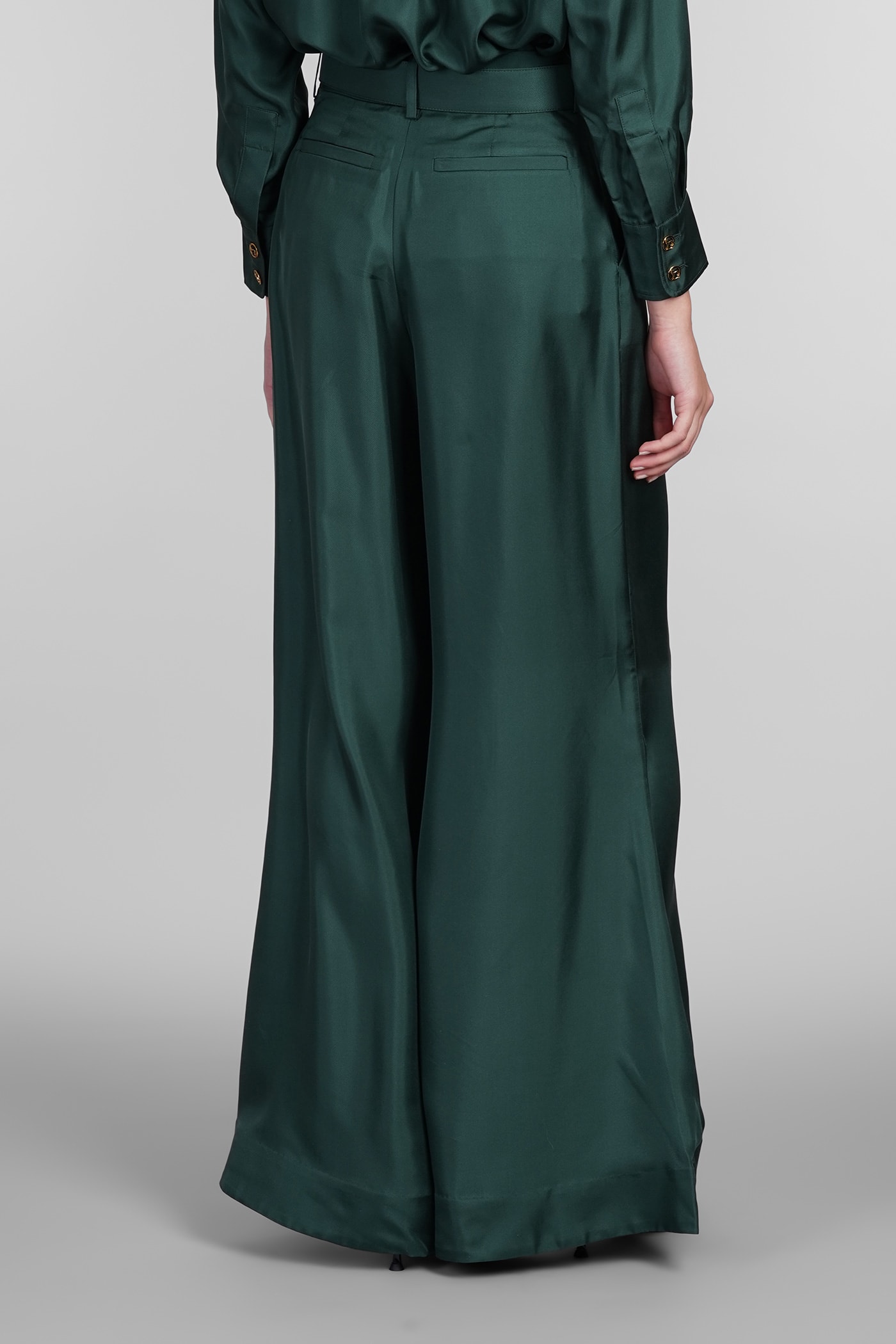 Shop Zimmermann Pants In Green Silk