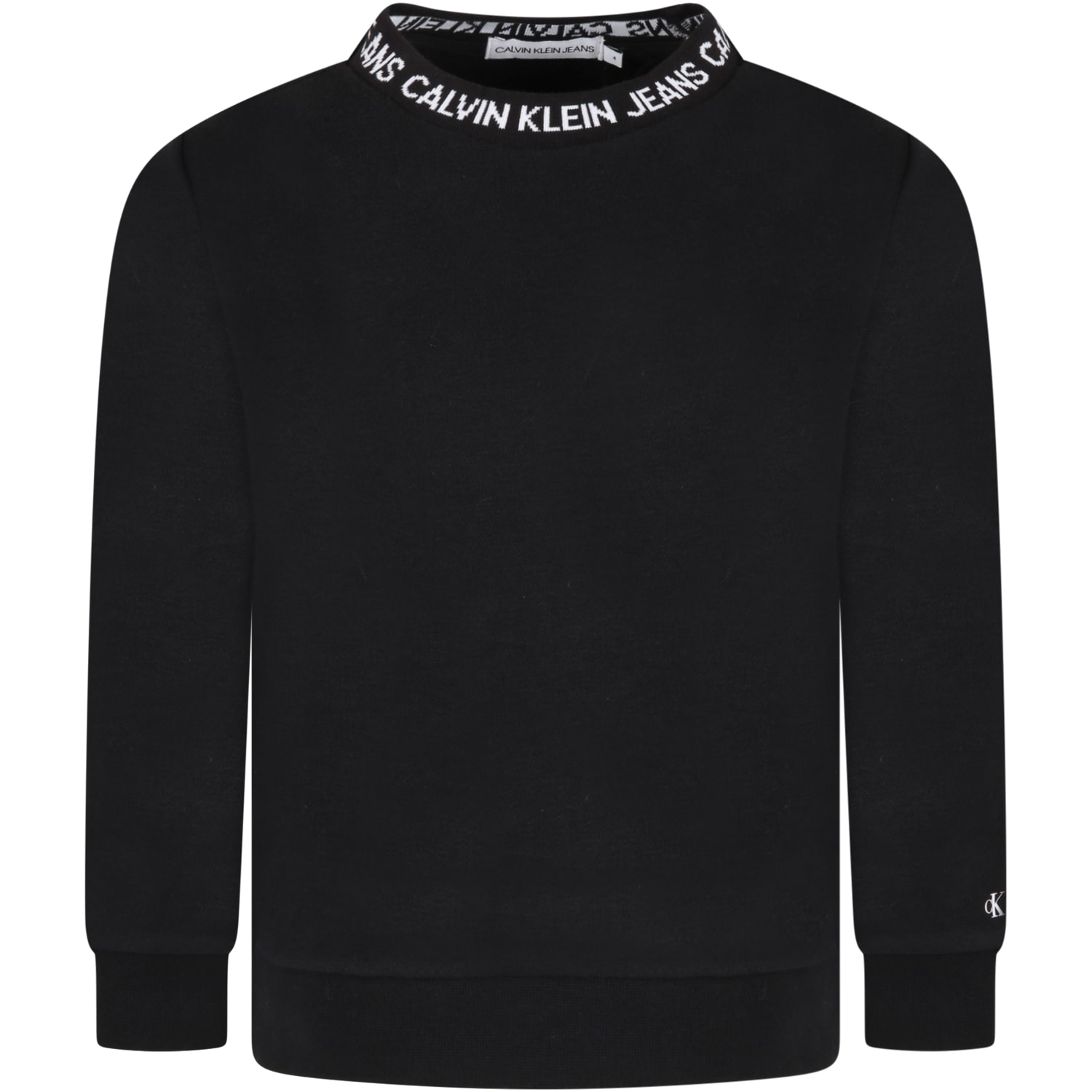 Calvin Klein Black Sweatshirt For Kids With White Logo