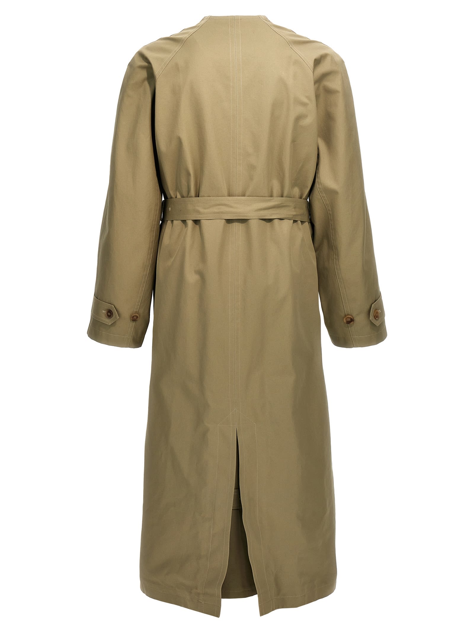 Shop Balenciaga Check Lining Oversize Trench Coat In Beige