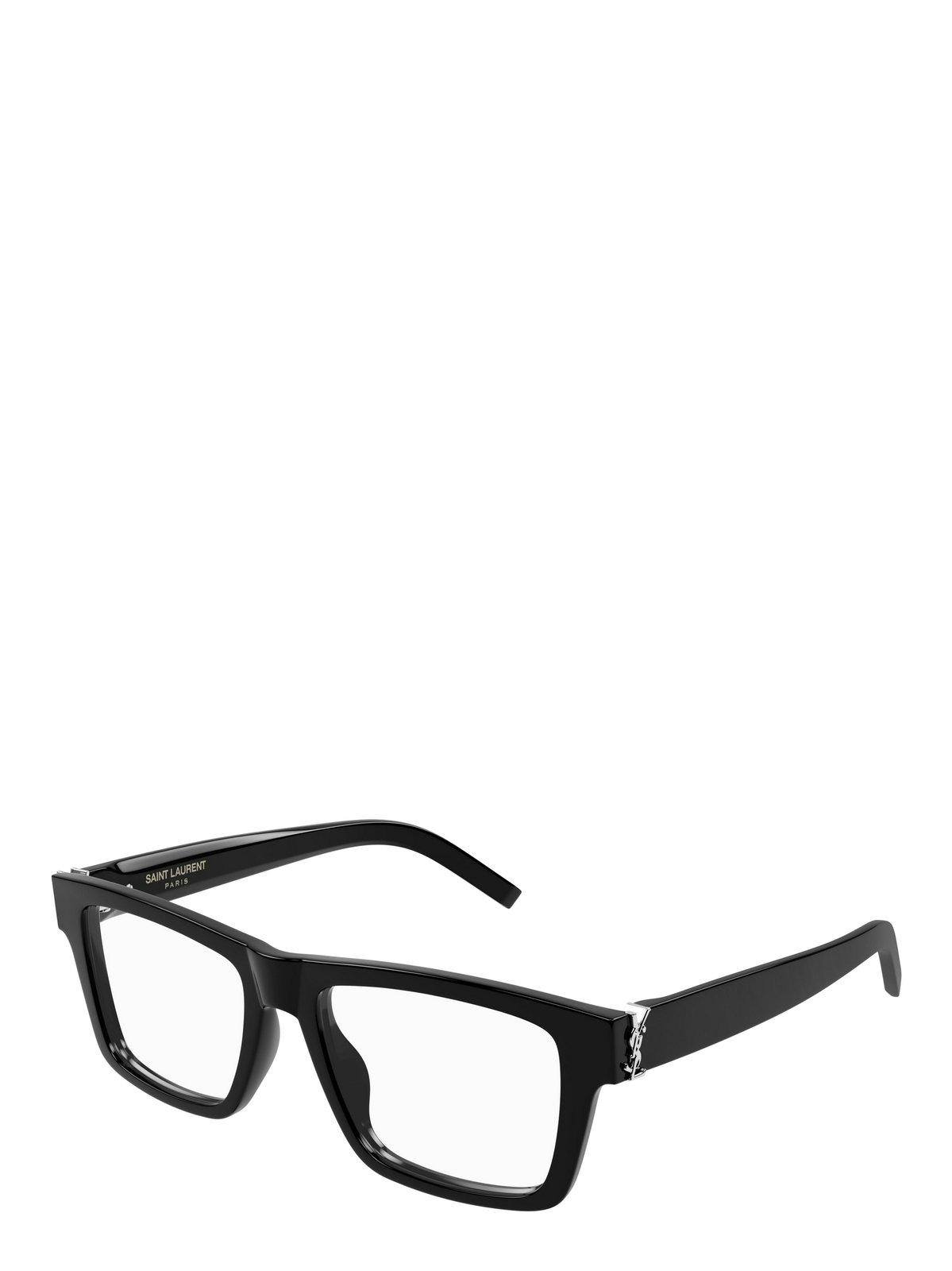 Shop Saint Laurent Square Frame Glasses In 001 Black Black Transpare