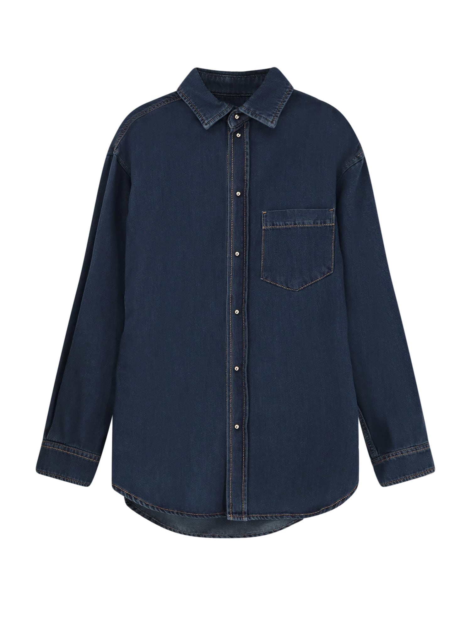 Darkpark Denim Shirt With Collared Neck And Pocket In Blue