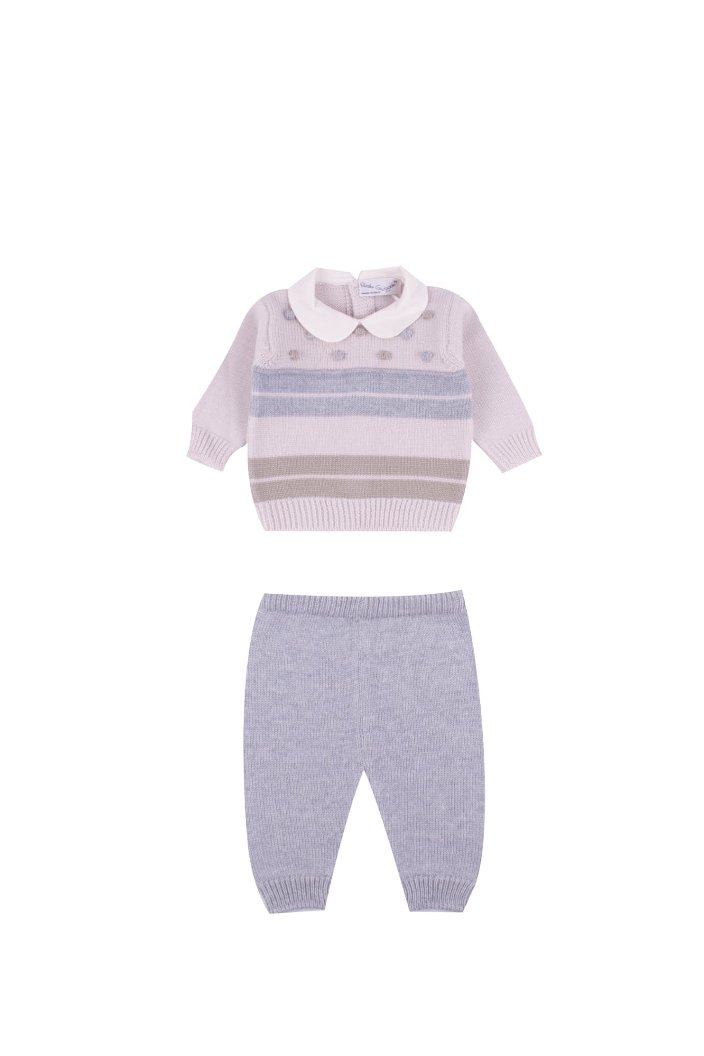 Piccola Giuggiola Babies' Wool Sweater And Pants In Multicolor