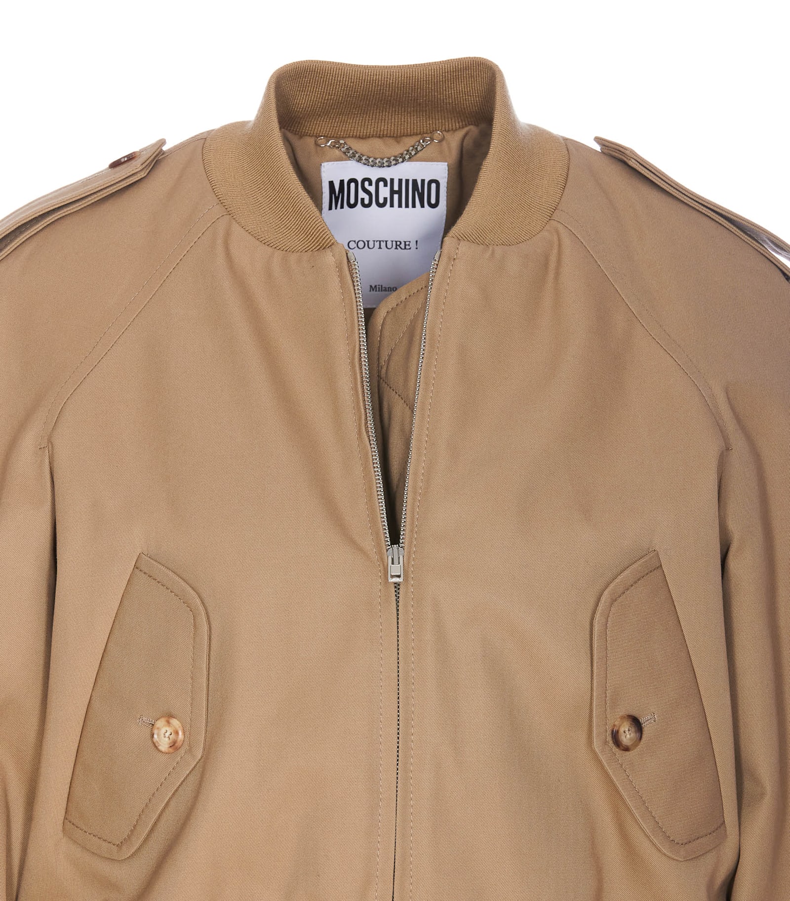 Shop Moschino Logo Jacket In Beige