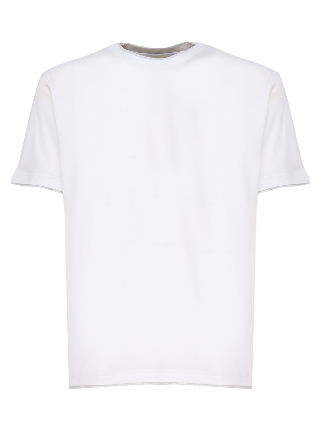 Shop Eleventy Crew Neck T-shirt In White, Melange Lt. Gray