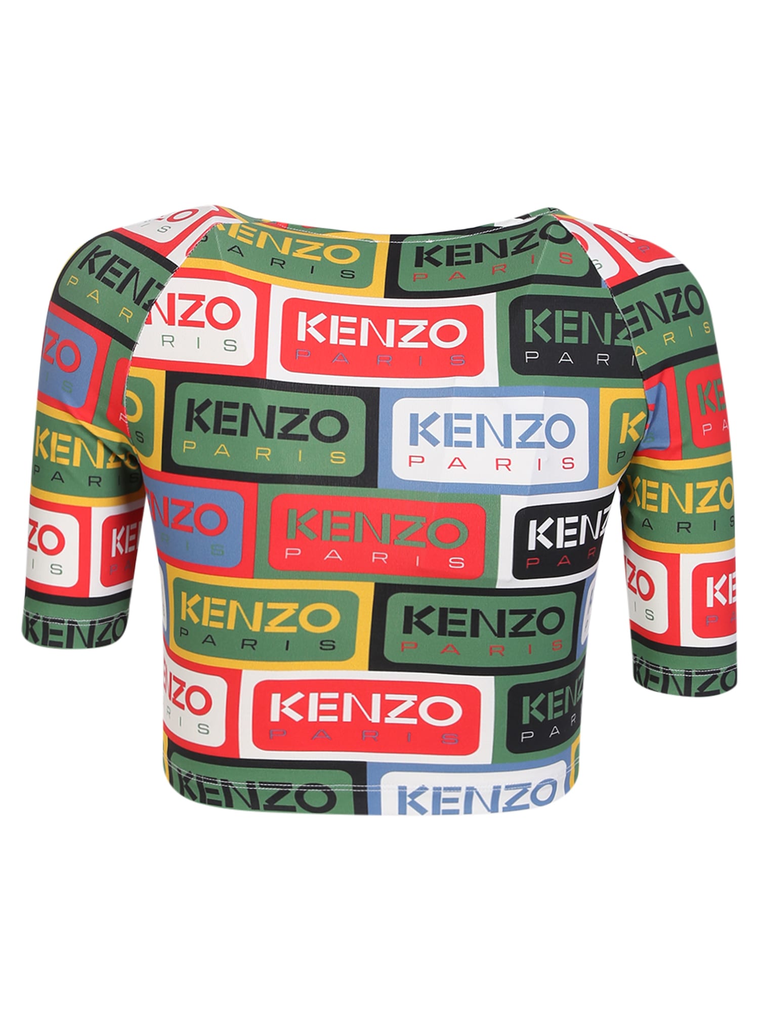 Shop Kenzo Logo-print Crop Top In Multi