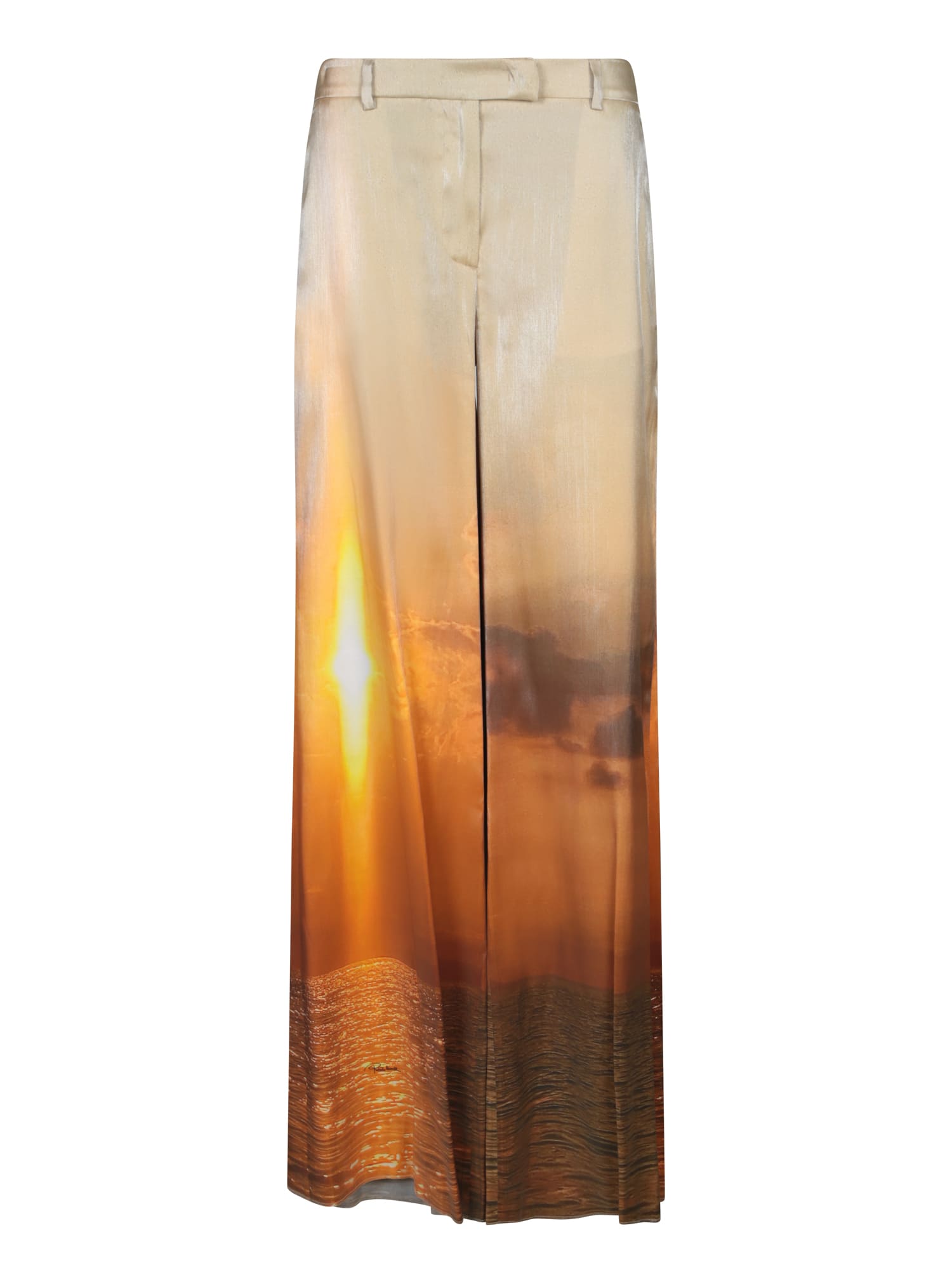 Shop Roberto Cavalli Sunset Aran Multicolor Silk Trousers