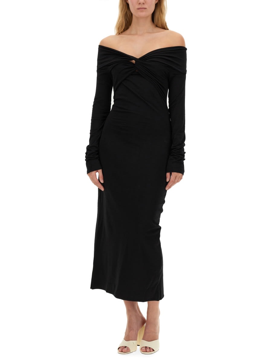 Shop Rotate Birger Christensen Dress With Knot In Black