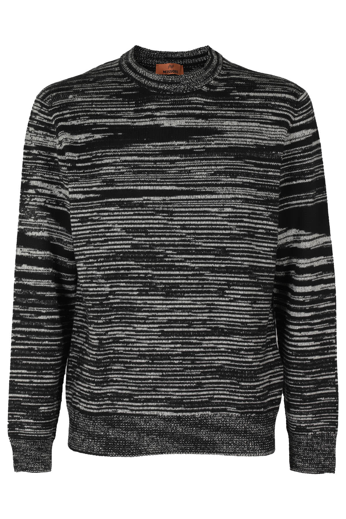Shop Missoni Crewneck Sweater In Blk Wht Space Dyed