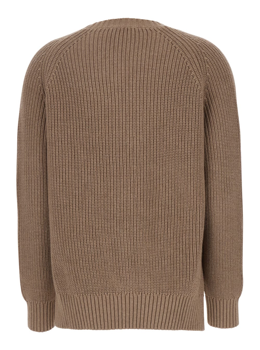 Shop P.a.r.o.s.h Brown Knit Crewneck Sweater In Cotton And Cashmere Blend Woman