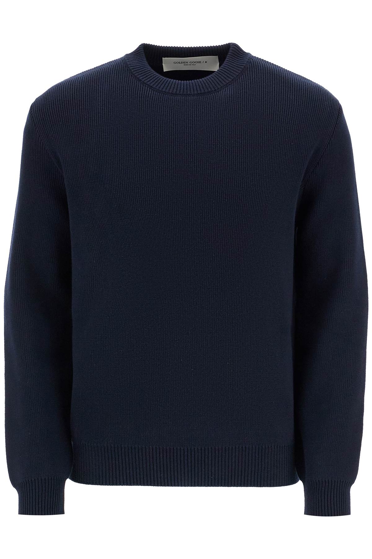 Shop Golden Goose Cotton Pullover With Logo Design In Dark Blue (blue)