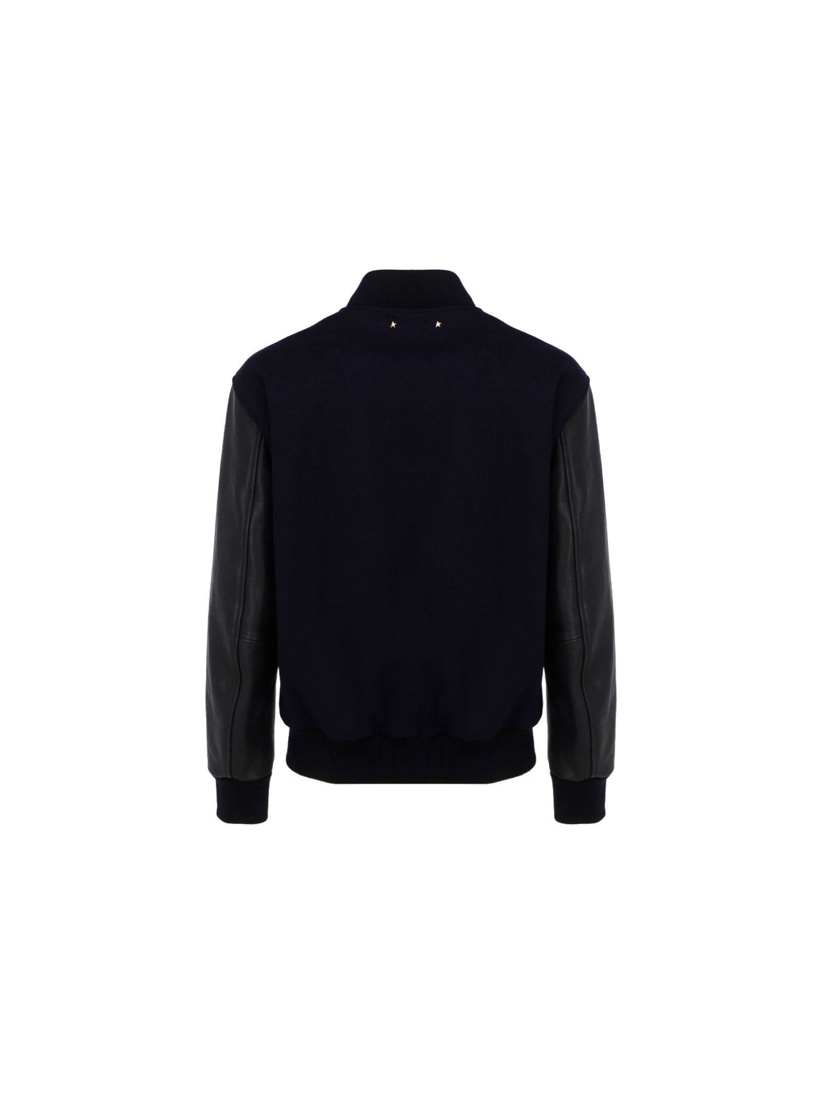 Shop Golden Goose Aleandro Single Knitted Edge Bomber In Dark Blue/black