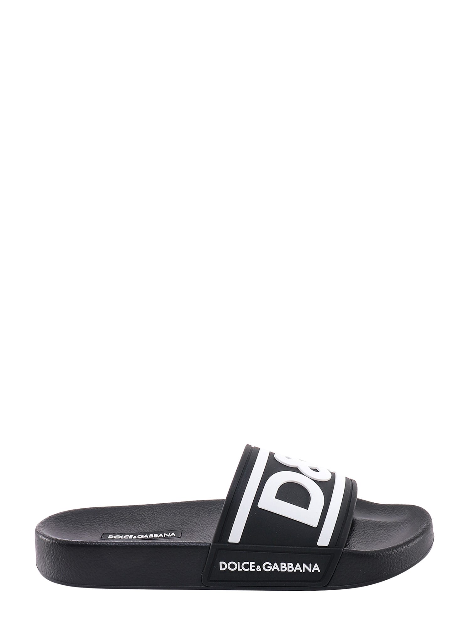 Dolce & Gabbana Logo-print Beach Sliders In Black