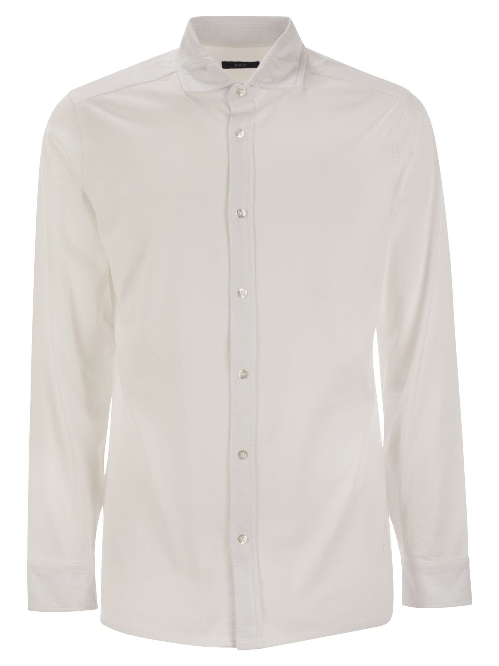 Fay Men Cotton Jersey Shirt In White