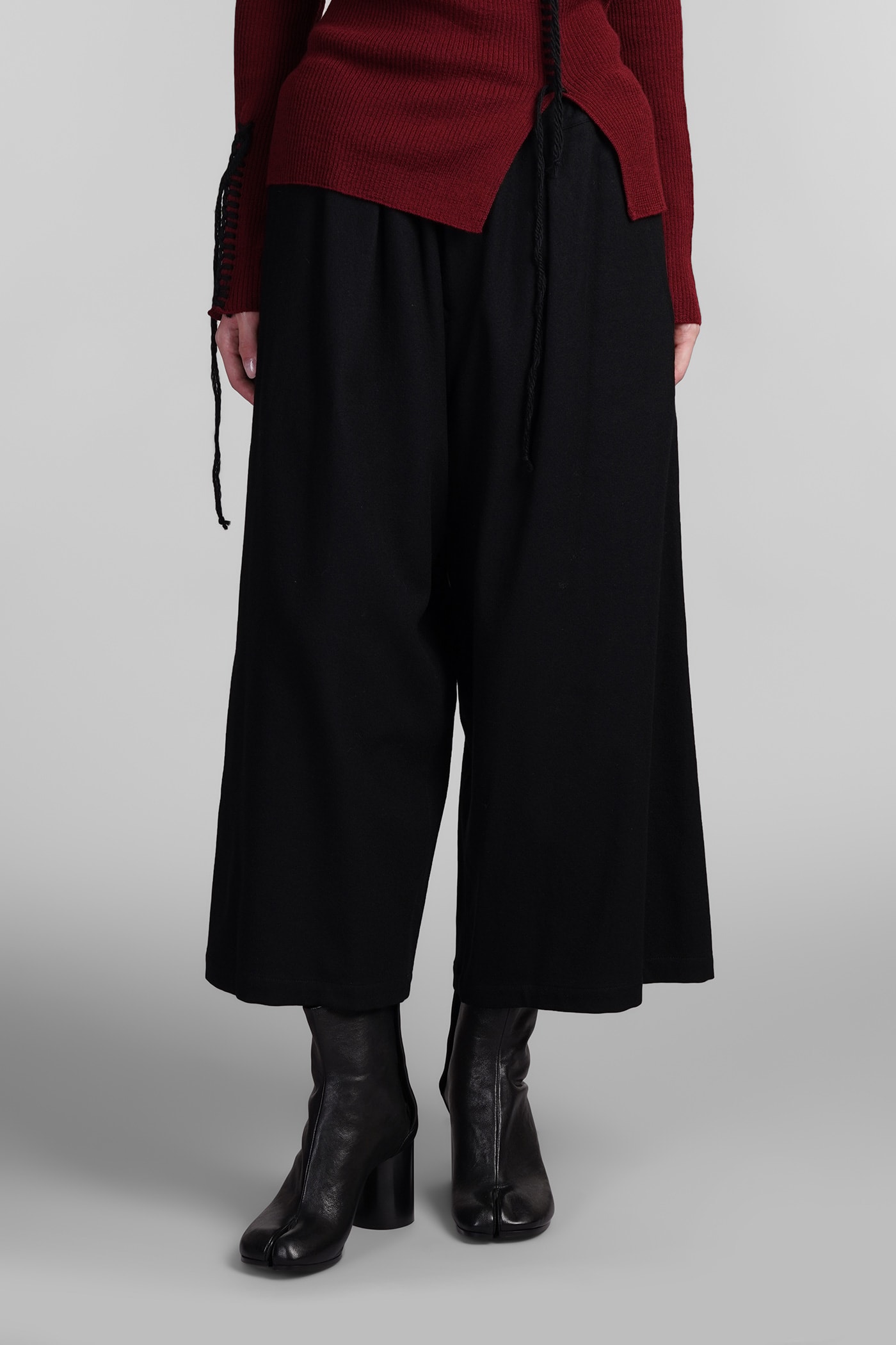 Shop Yohji Yamamoto Pants In Black Wool