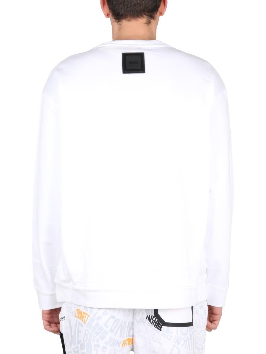 Shop Hugo Boss Salbo Lotus Sweatshirt In White
