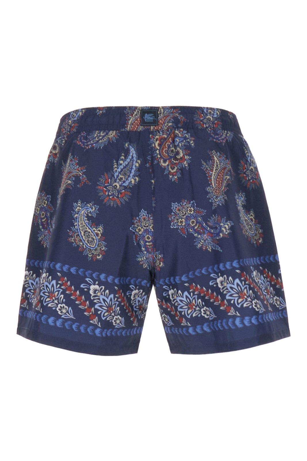 Shop Etro Floral Printed Drawstring Swim Shorts