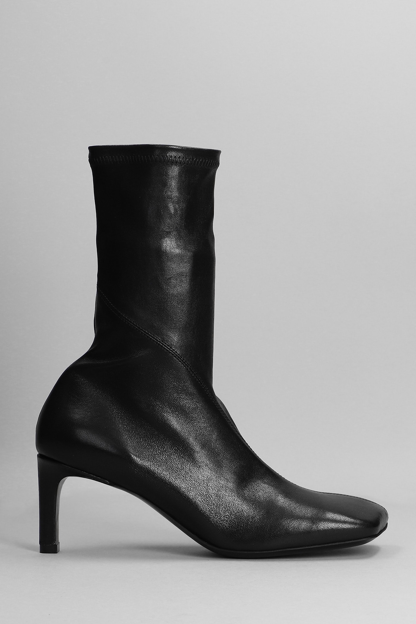 Jil Sander High Heels Ankle Boots In Black Leather