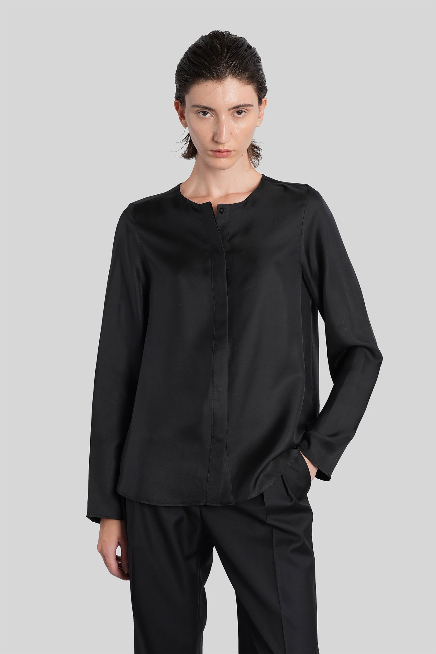 Loulou Studio Una Blouse In Black Silk In Black