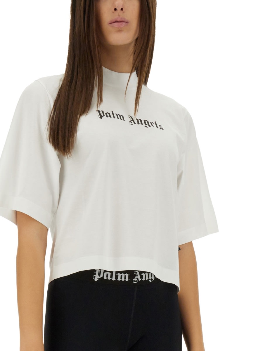 Palm Angels Off-white Classic Logo Baby T-shirt In White