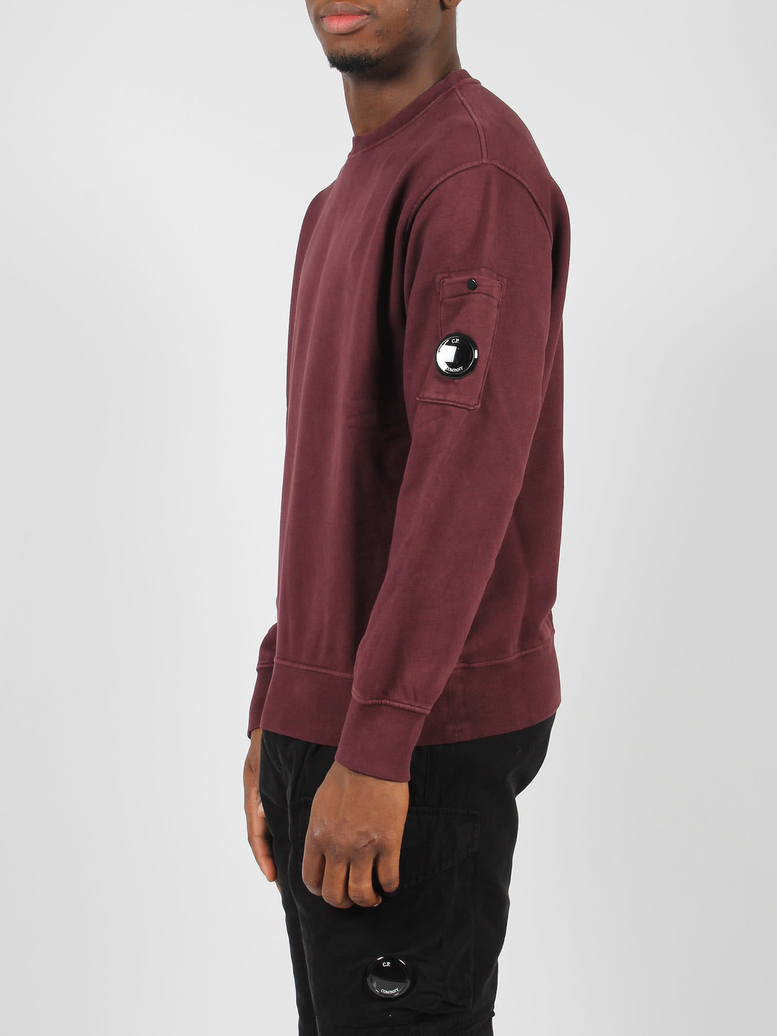 Shop C.p. Company Crew Neck Sweatshirt In Dark Red