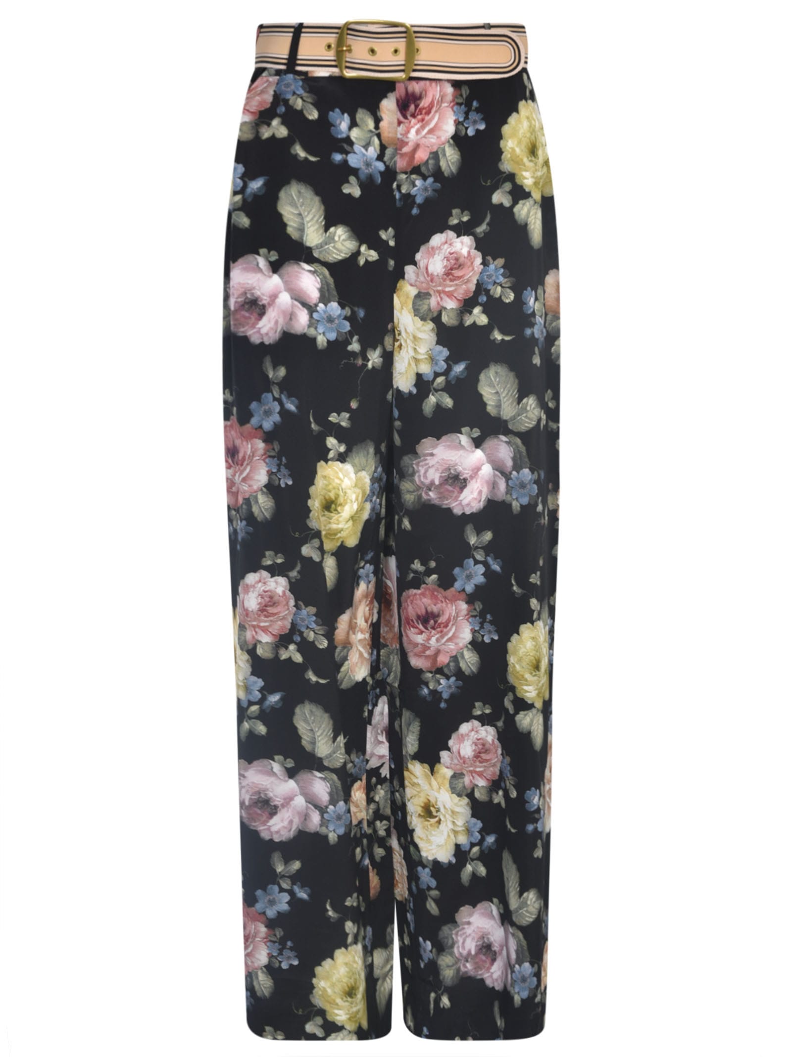 Black The School floral-jacquard flared trousers | The Vampire's Wife |  MATCHES UK
