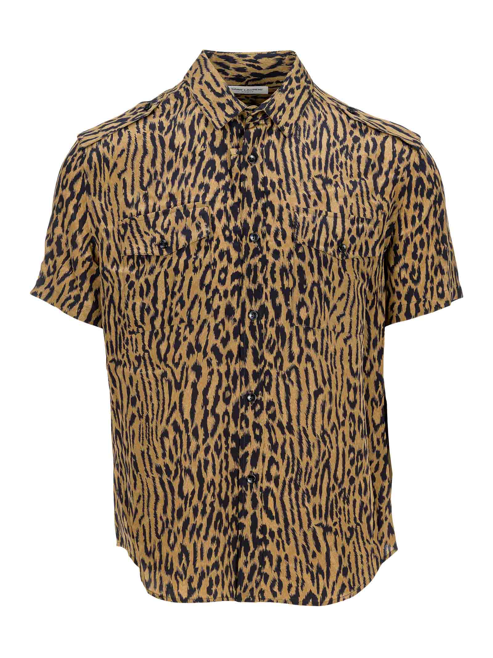 Saint Laurent S/s Shirt In Leopard Print Silk