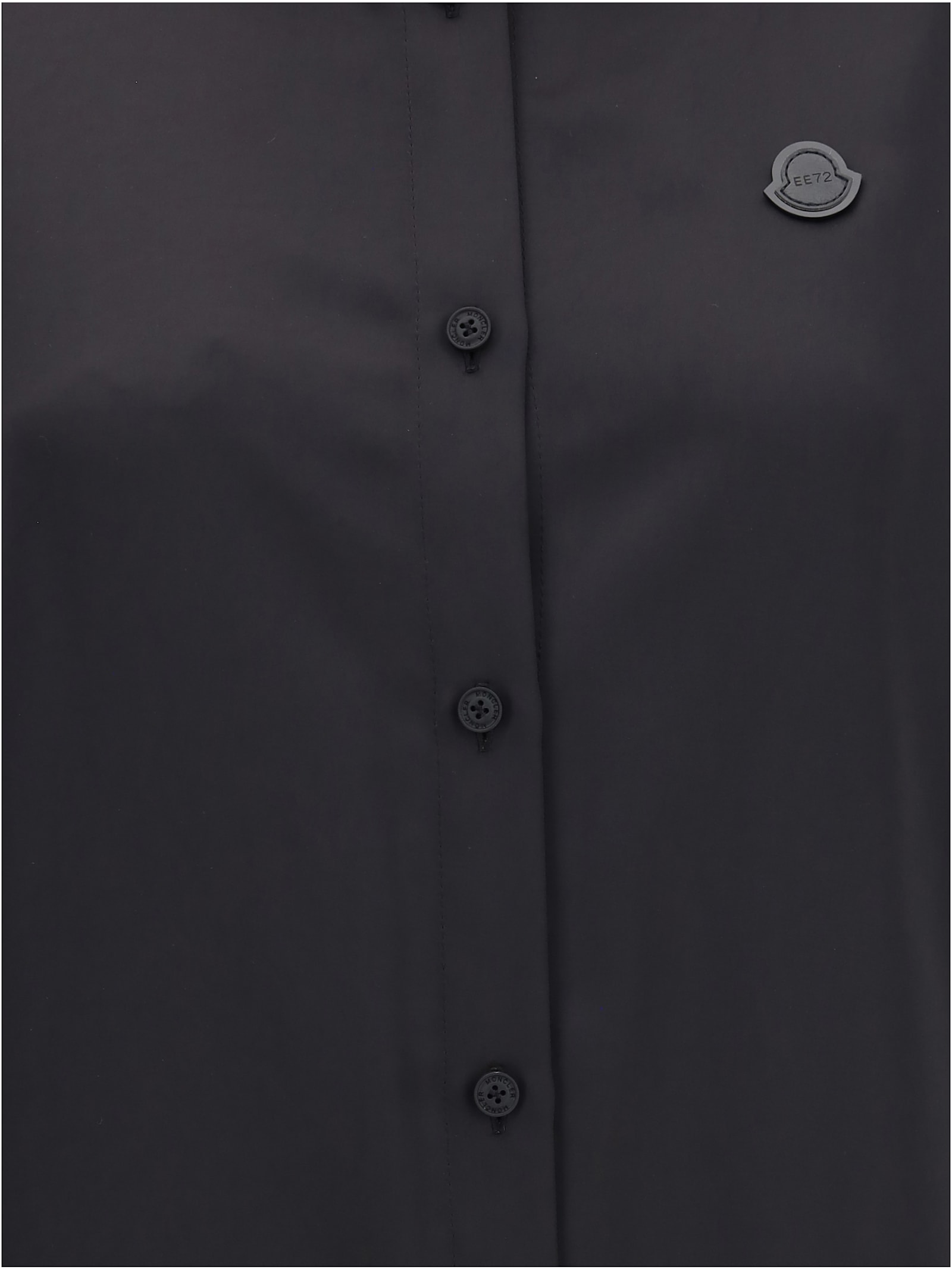 Moncler Genius Shirt In Technical Polyester Satin Moncler X Ee72 Collection By Edward Enninful In Black