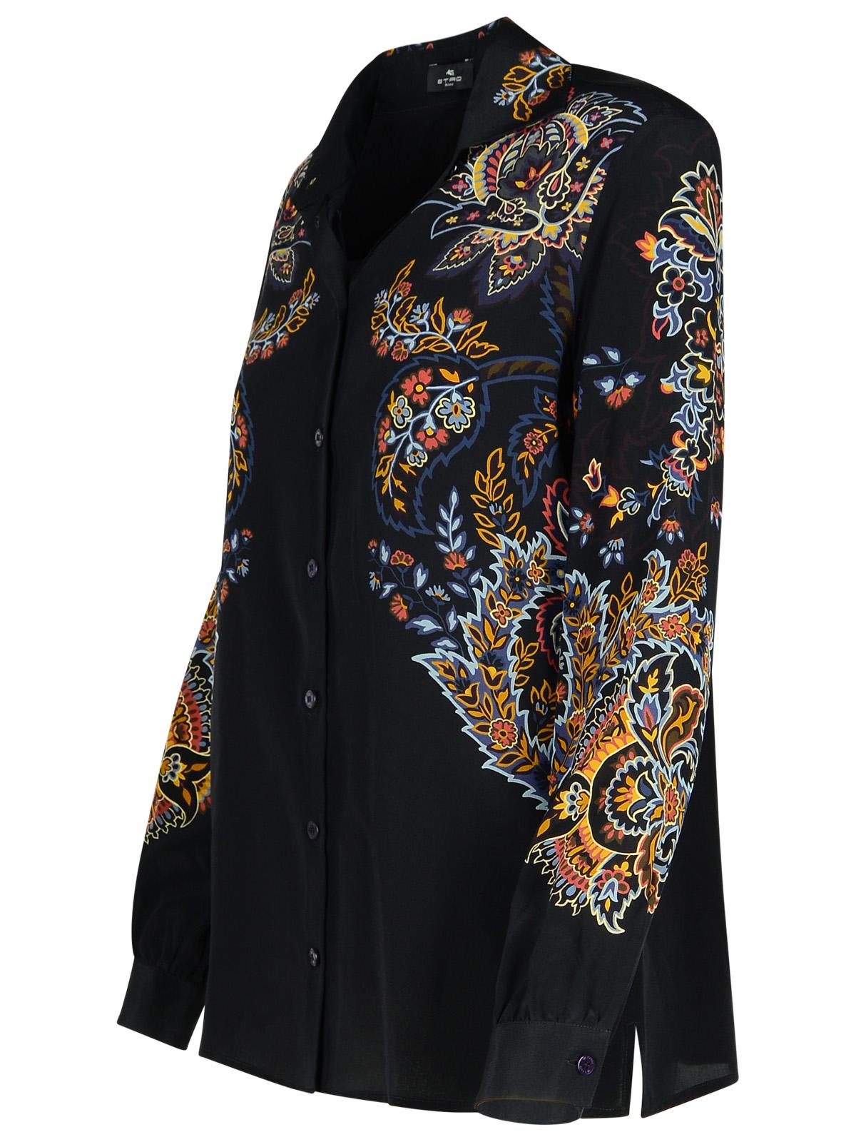 Shop Etro Black Silk Shirt