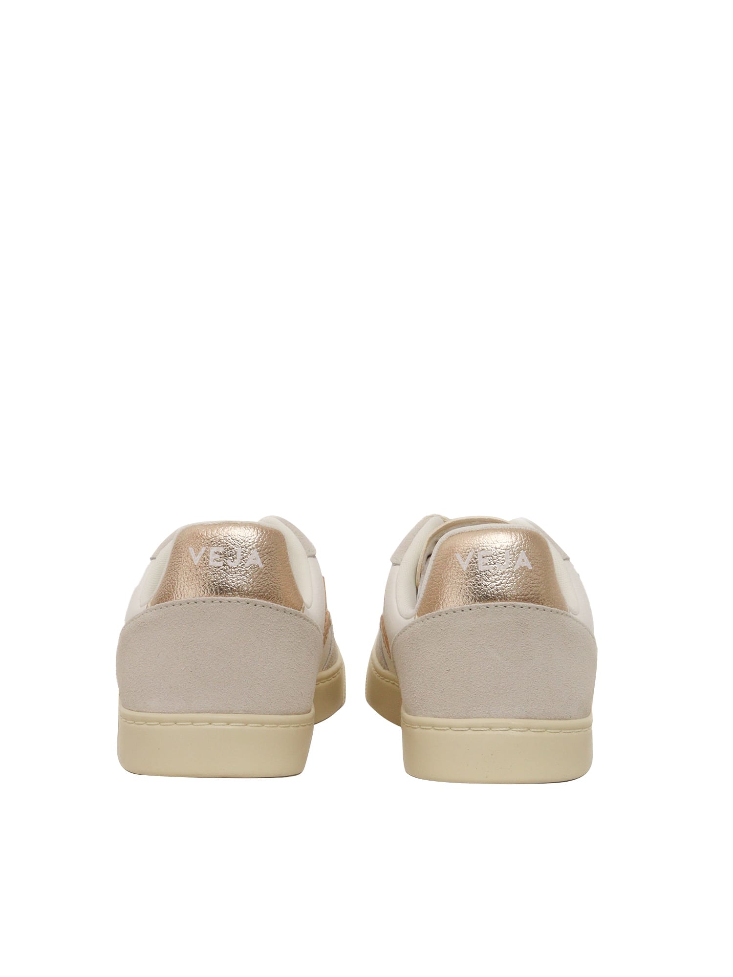 Veja Small V-10 Laces Chromefree Leather Extra-white_platine_natural Sneakers In White