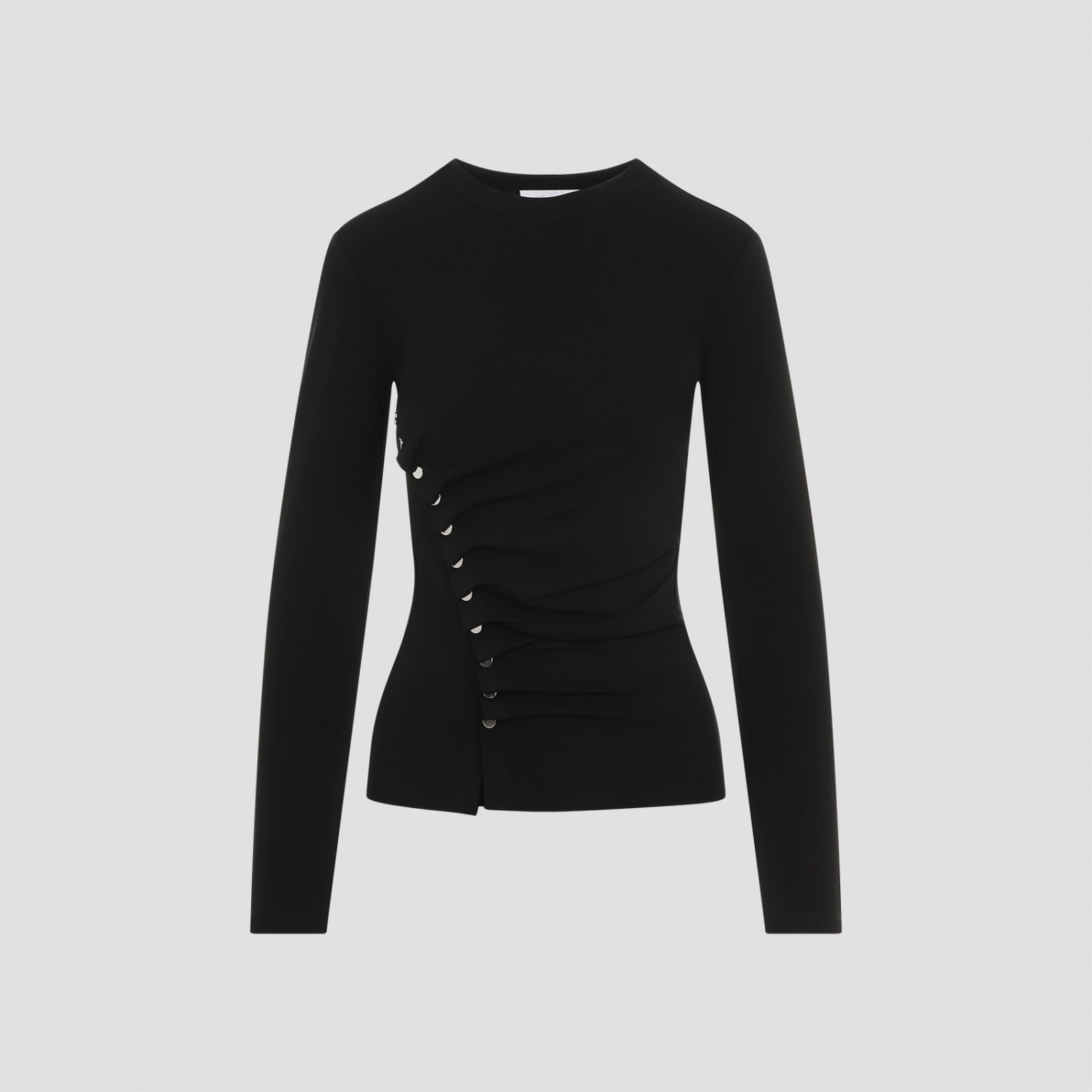 Shop Rabanne Long Sleeves Top In Black