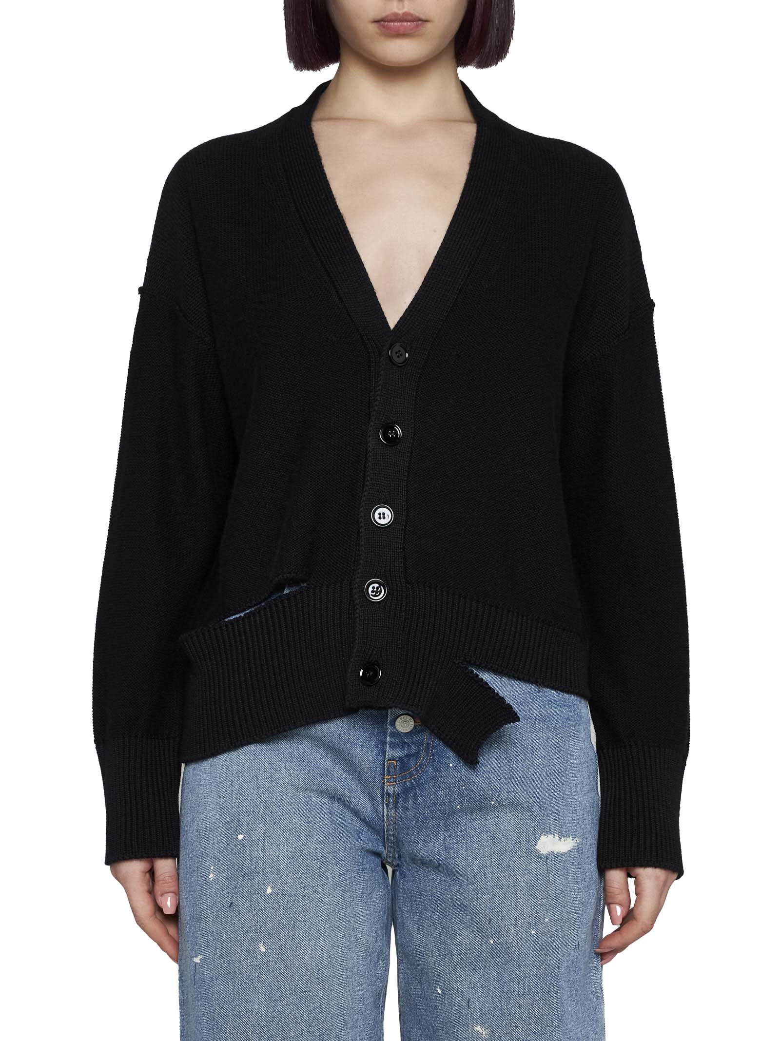 Shop Mm6 Maison Margiela Cardigan In Black