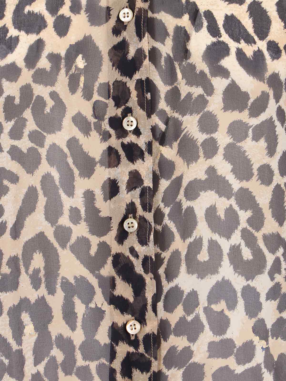 Aspesi Animal Print Collared Neck Long Sleeves Top In Brown