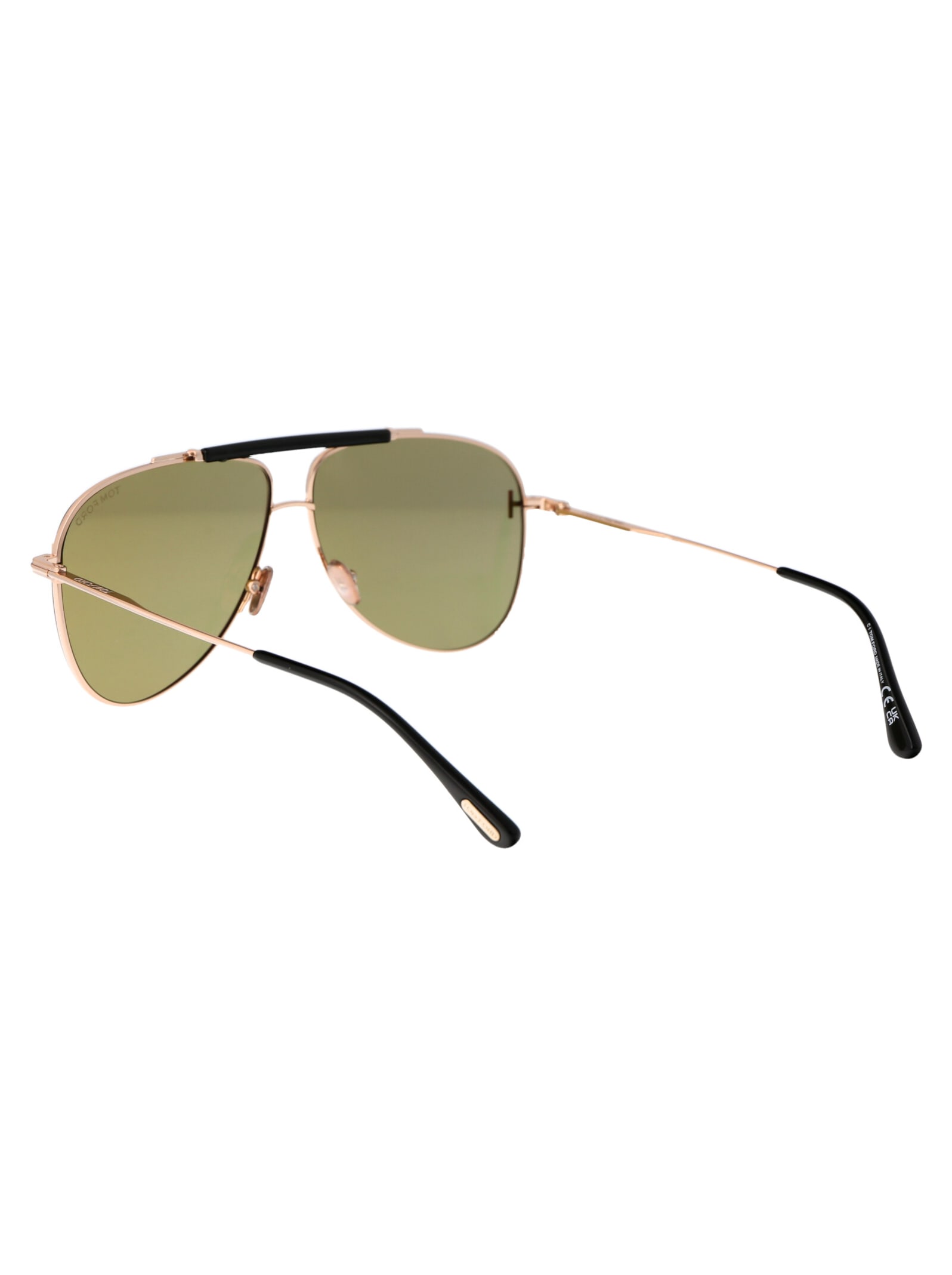 Shop Tom Ford Brady Sunglasses In 28n Oro Rosé Lucido / Verde