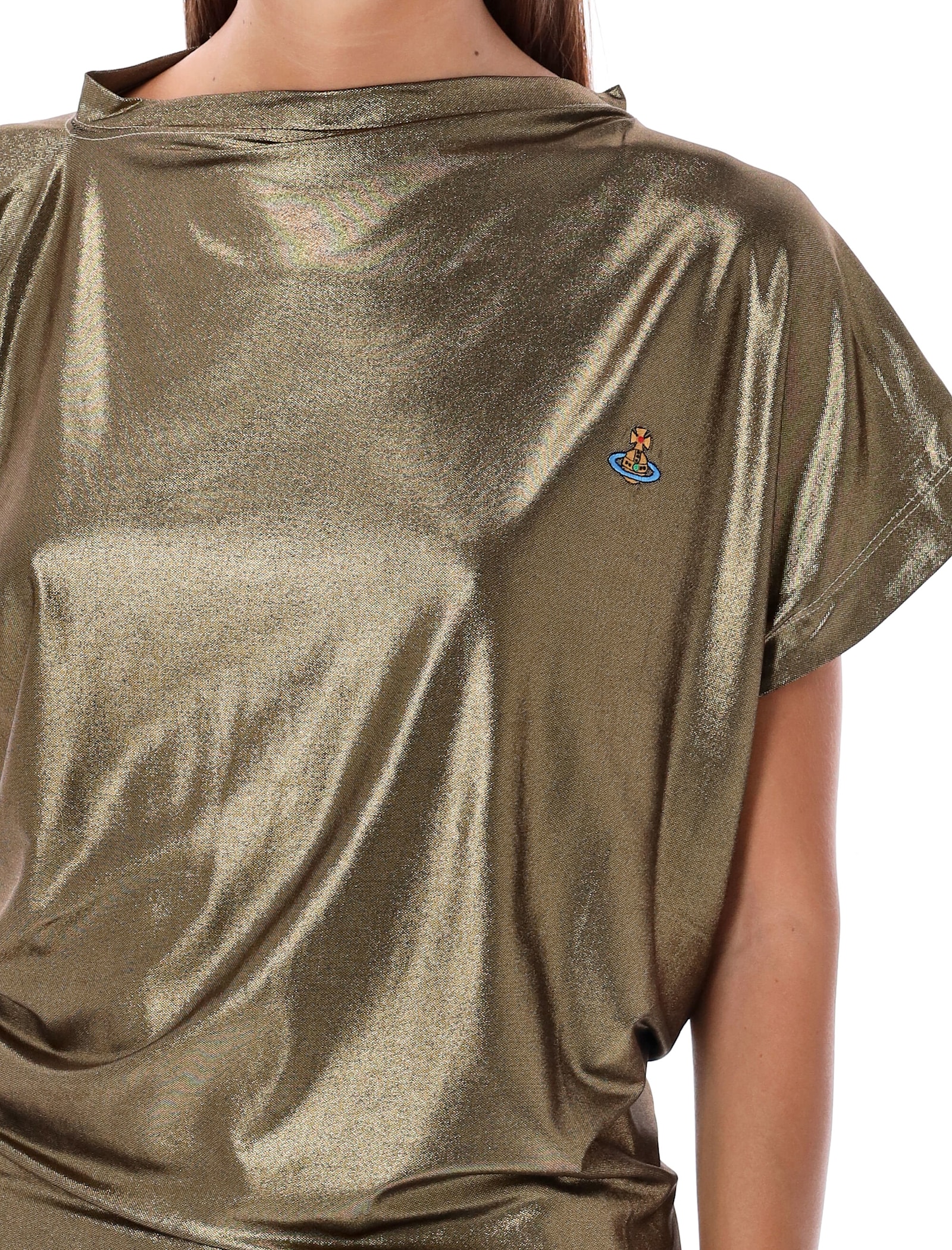 Shop Vivienne Westwood Hebo Metallic Top In Gold