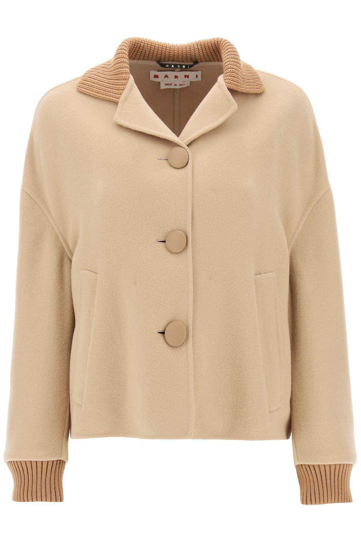 Shop Marni Wool And Cashmere Caban In Beige