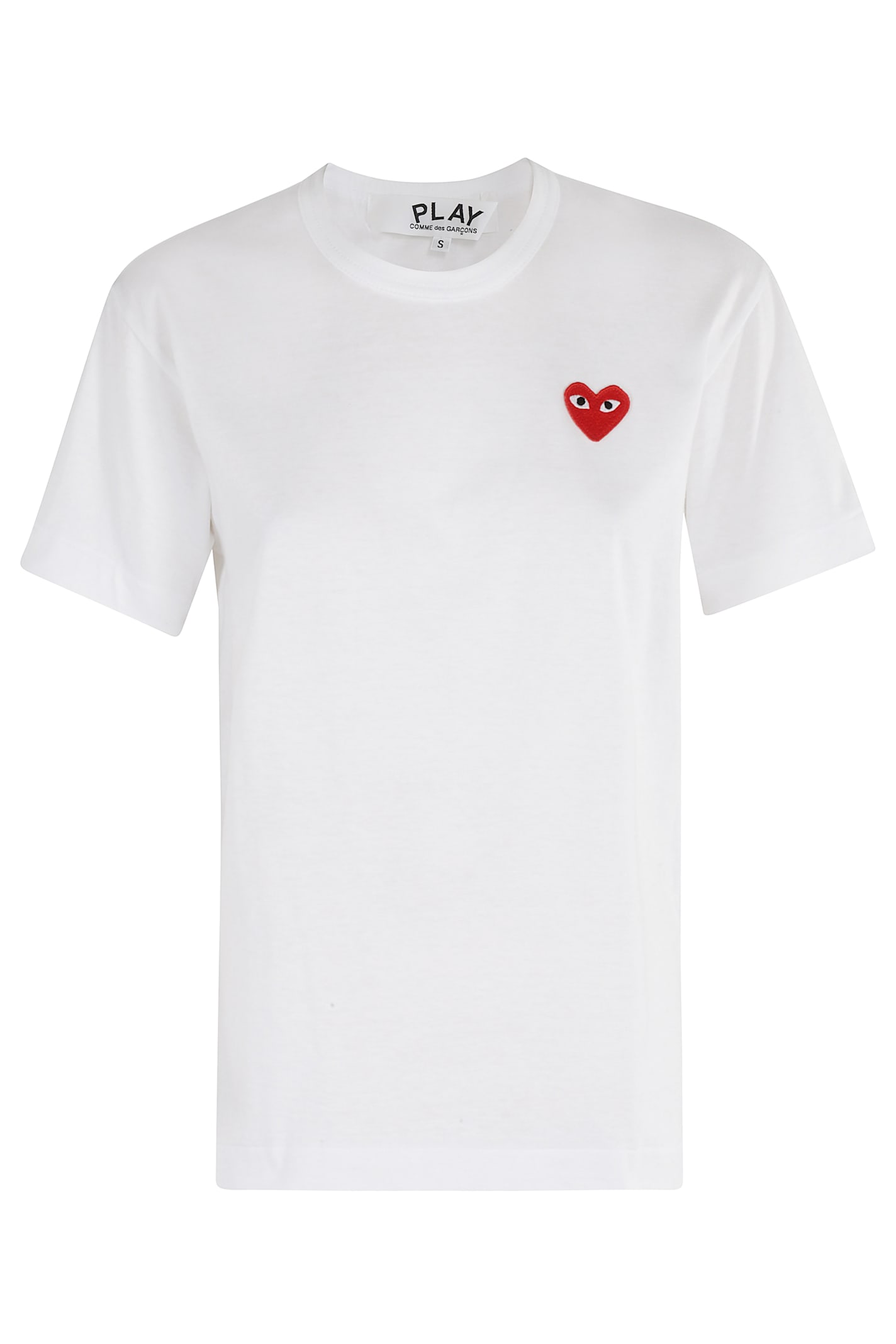 Comme Des Garçons Play Tshirt Red Emblem In White