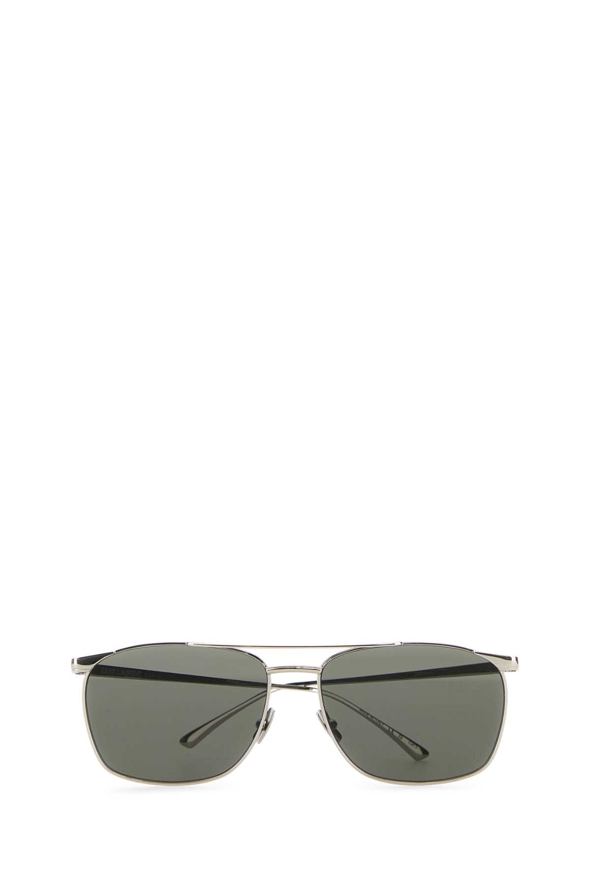 Saint Laurent Silver Metal Sl 796 Sunglasses In Green