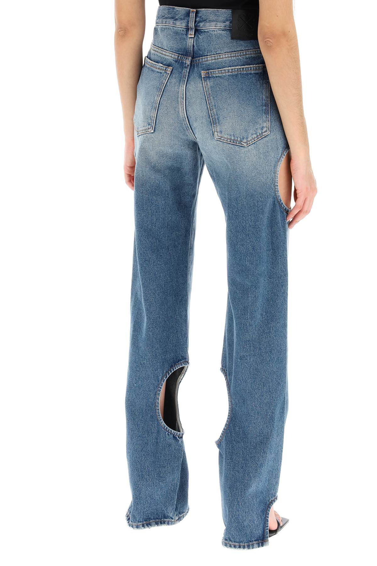Shop Off-white Meteor Cut-out Jeans In Denim Blue