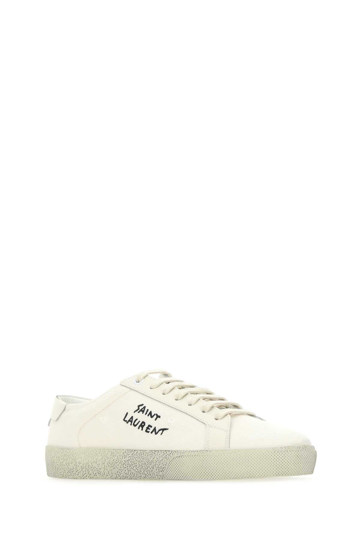 Saint Laurent Ivory Canvas Sl/06 Trainers In 9113