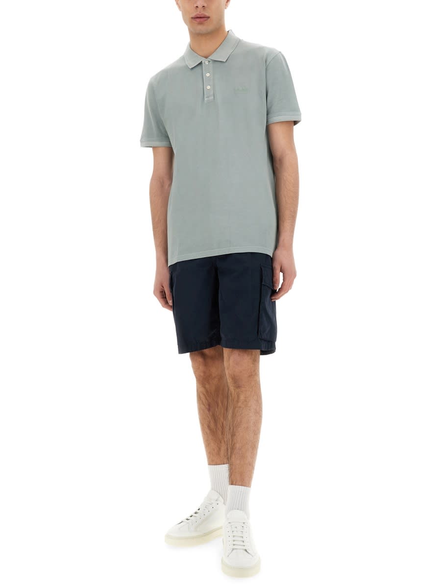 Woolrich "mackinack" Polo Shirt Short Sleeves In Green