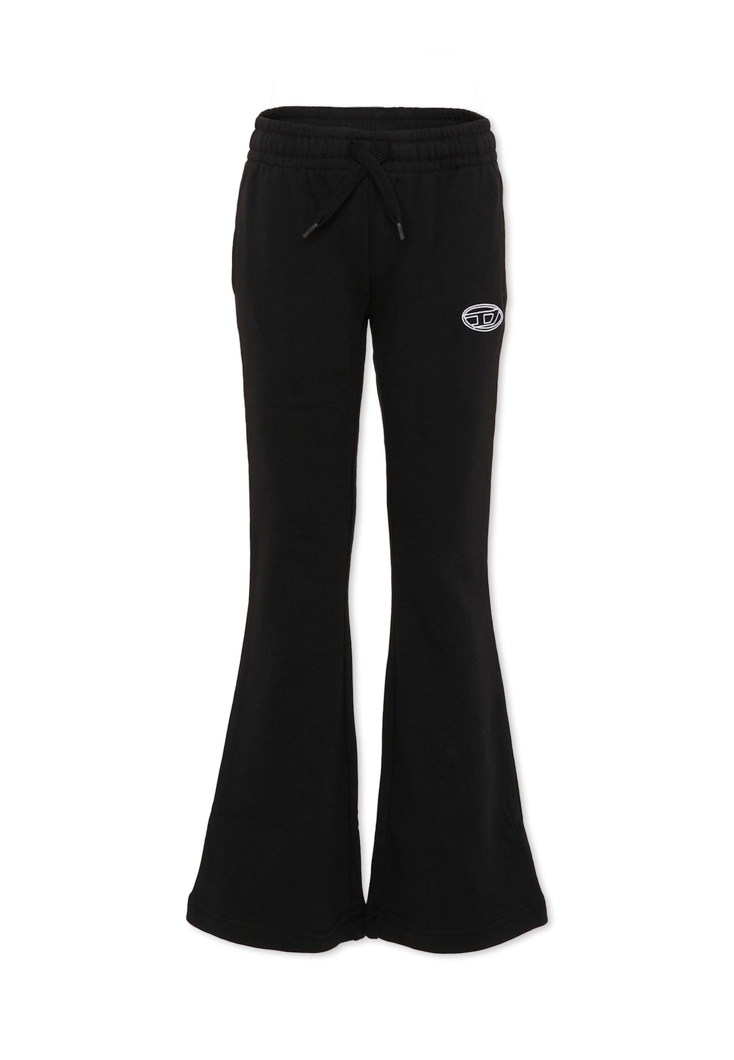 Diesel Black Flared Sweatpants For Girl With White Logo In Black