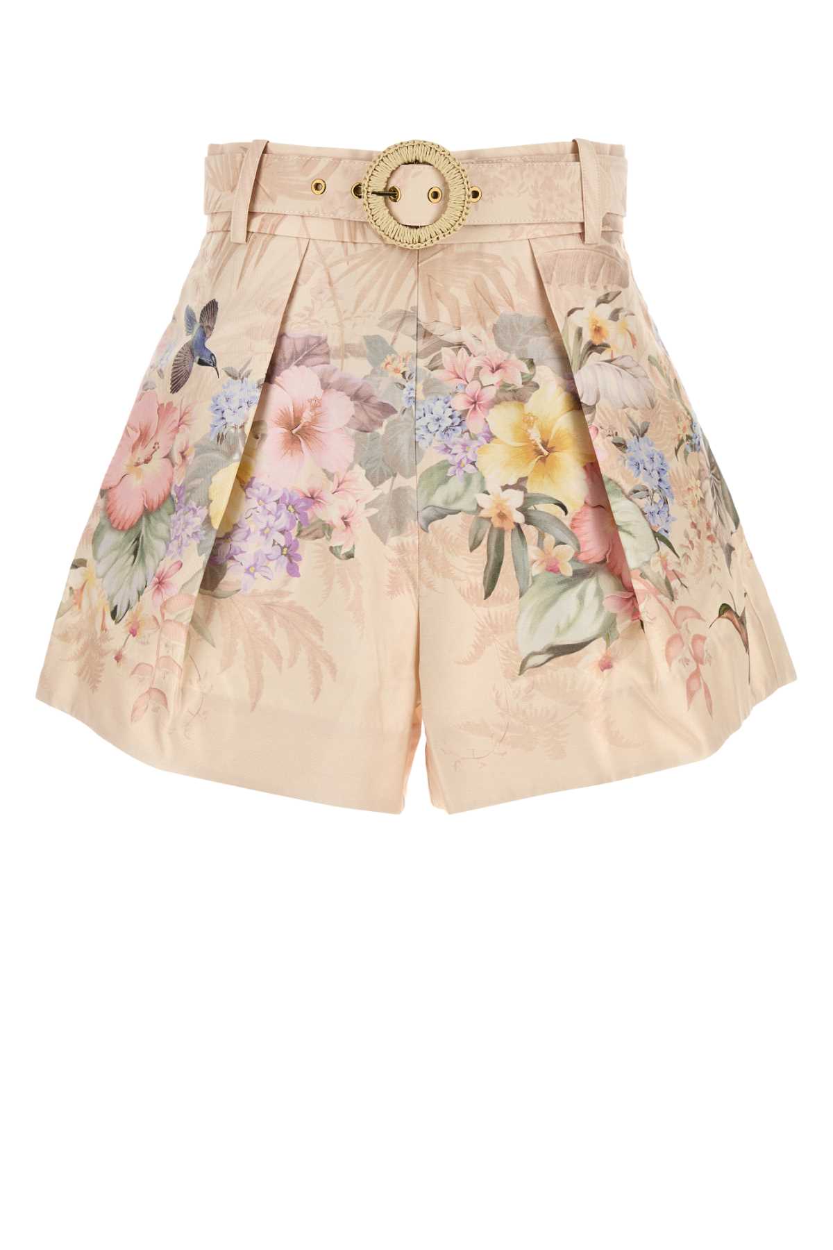 Zimmermann Women Printed Silk Blend Illuminate Shorts In Nude