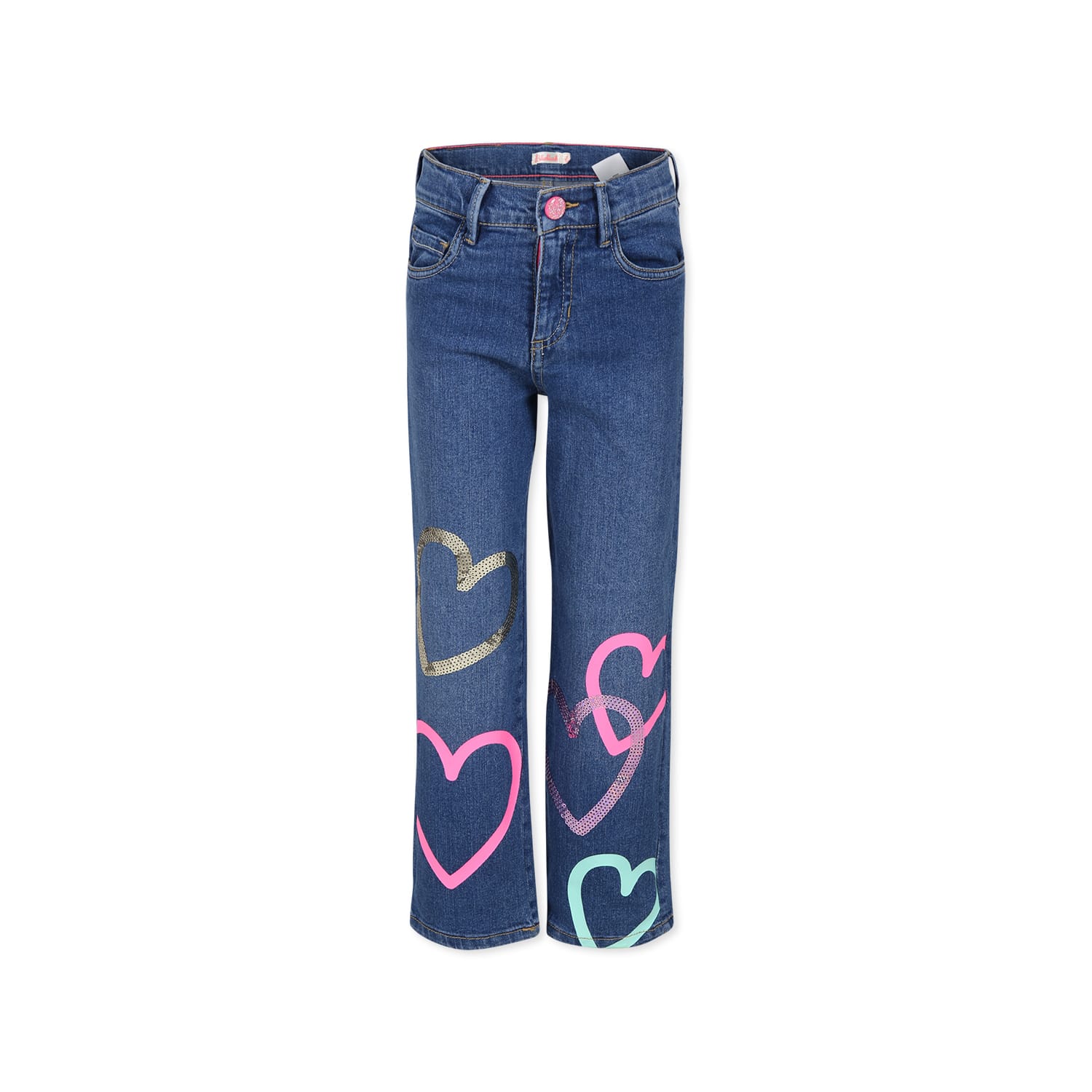 Billieblush Blue Jeans For Gilr With Hearts In Denim