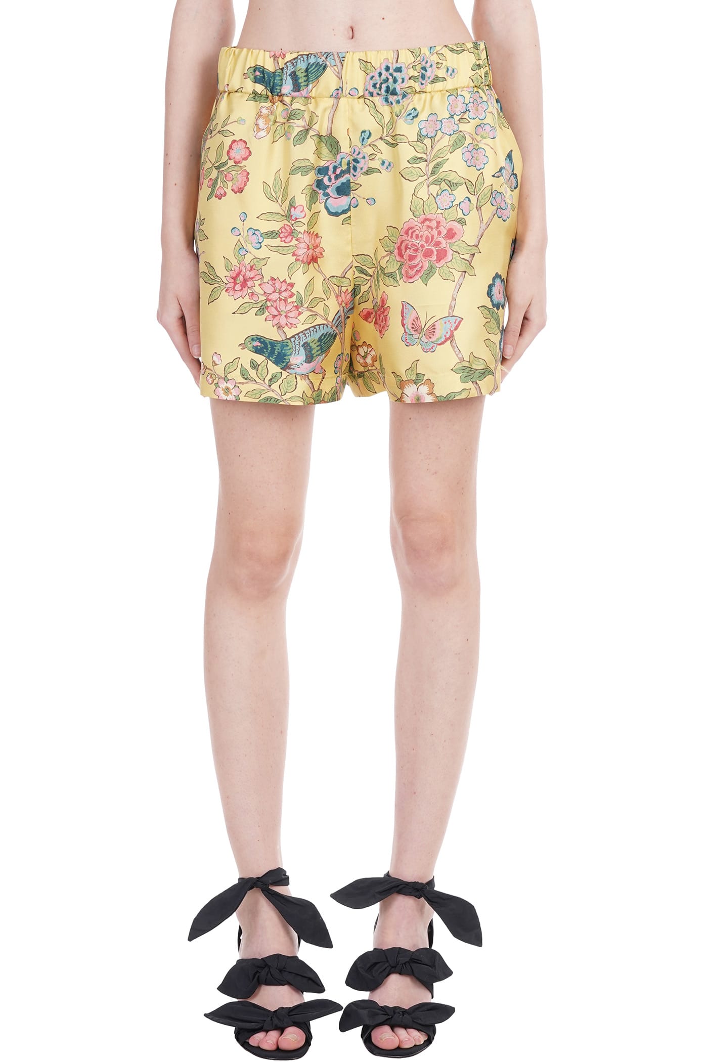 RED VALENTINO SHORTS IN YELLOW SILK