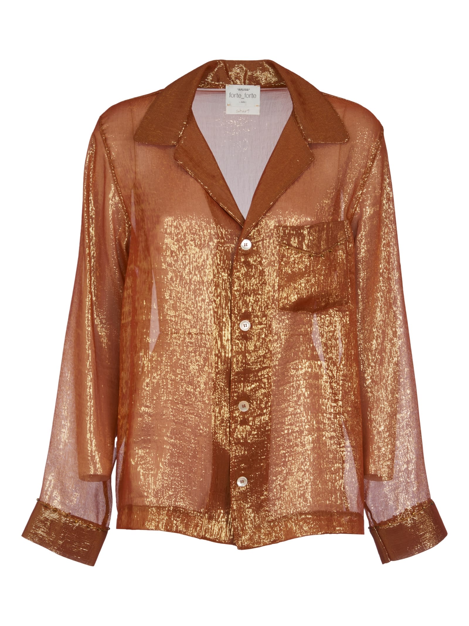 Shop Forte Forte Shiny Buttoned Shirt In Bronze