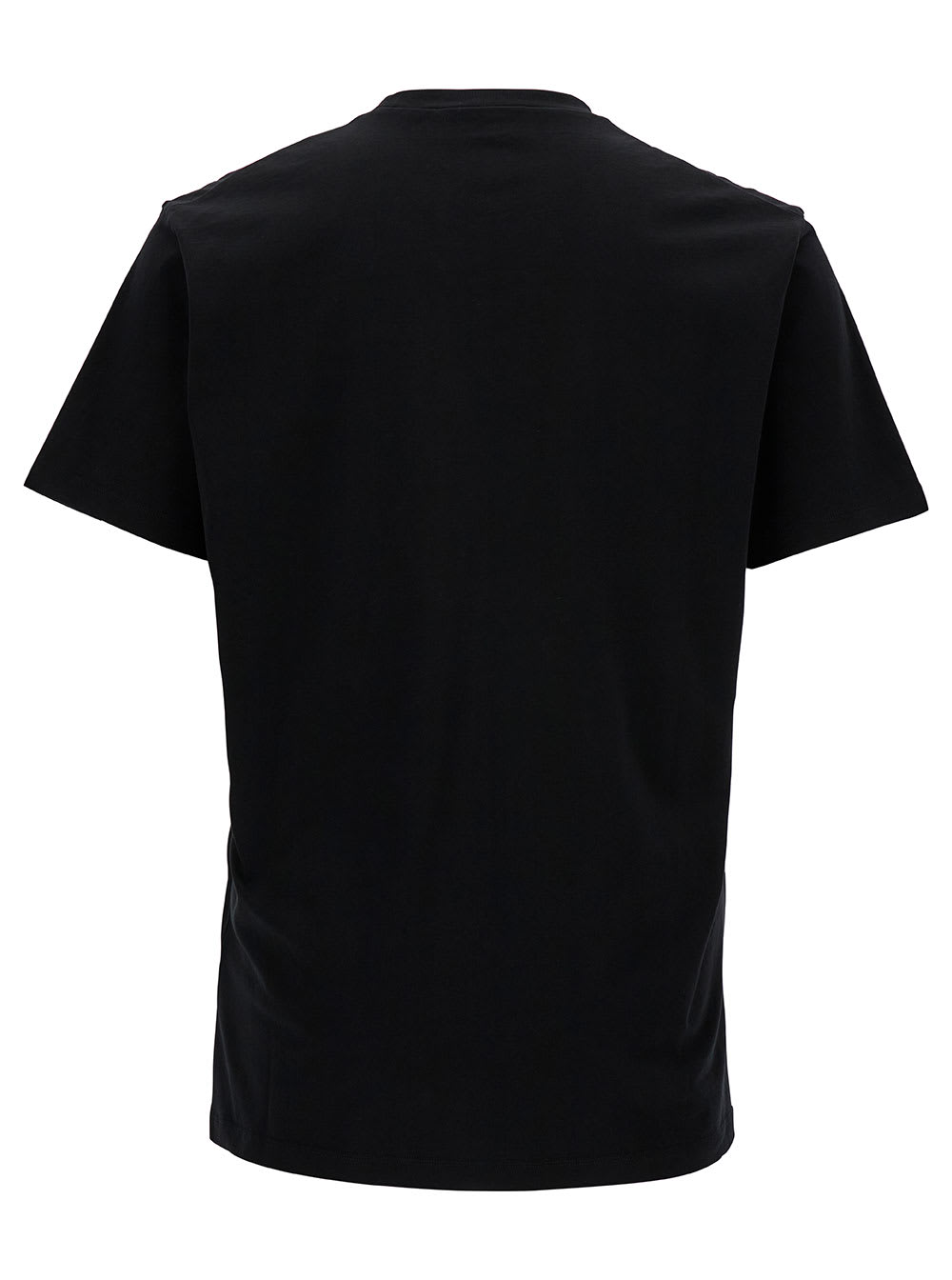 Shop Dsquared2 Black Crewneck T-shirt With Contrasting Logo Print In Cotton Man