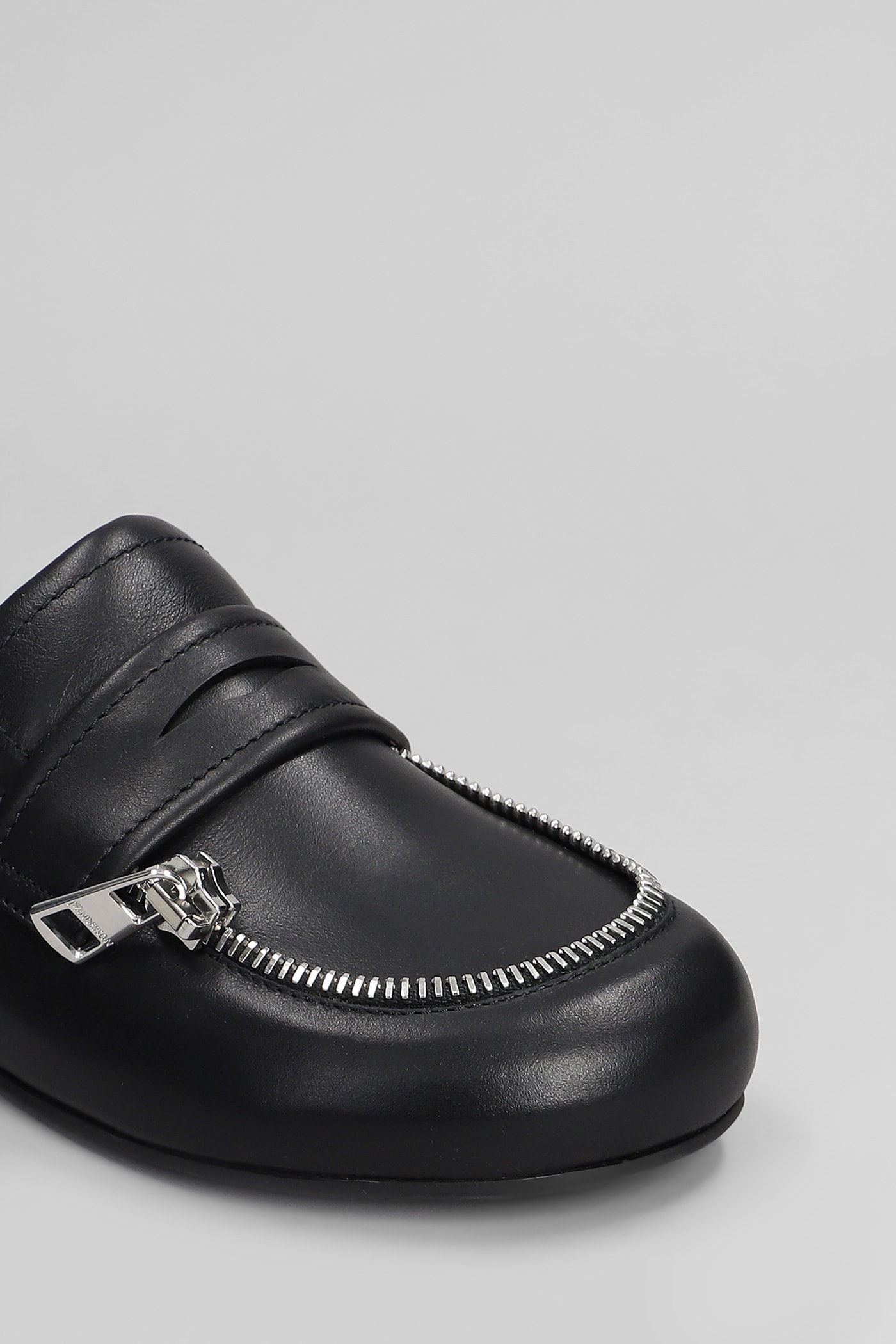 Jw Anderson Biker Loafer Slipper-mule In Black Leather In Black